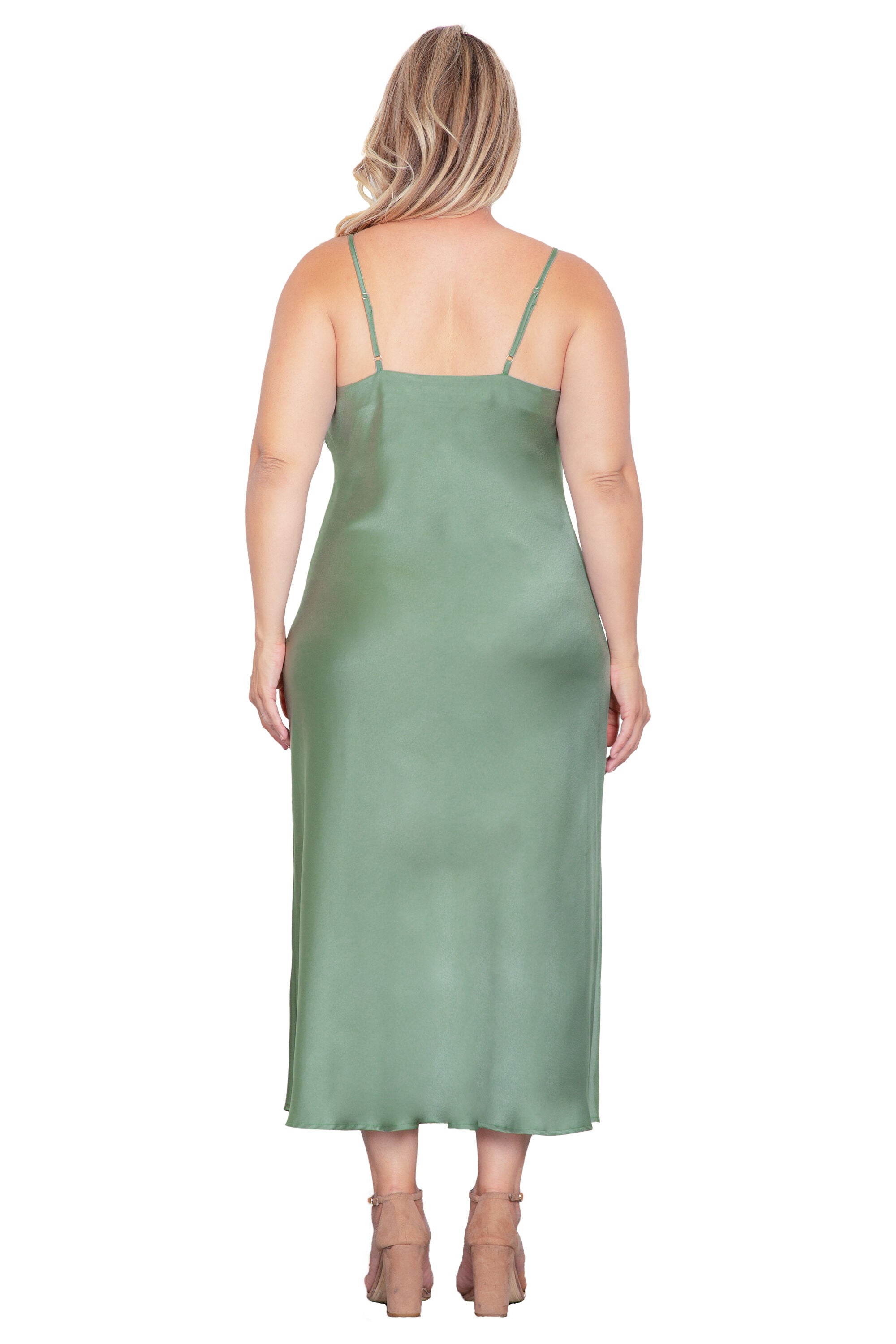 Cowl Neck Midi Tank Dress, Bayleaf / Light Green, alternate image number 1
