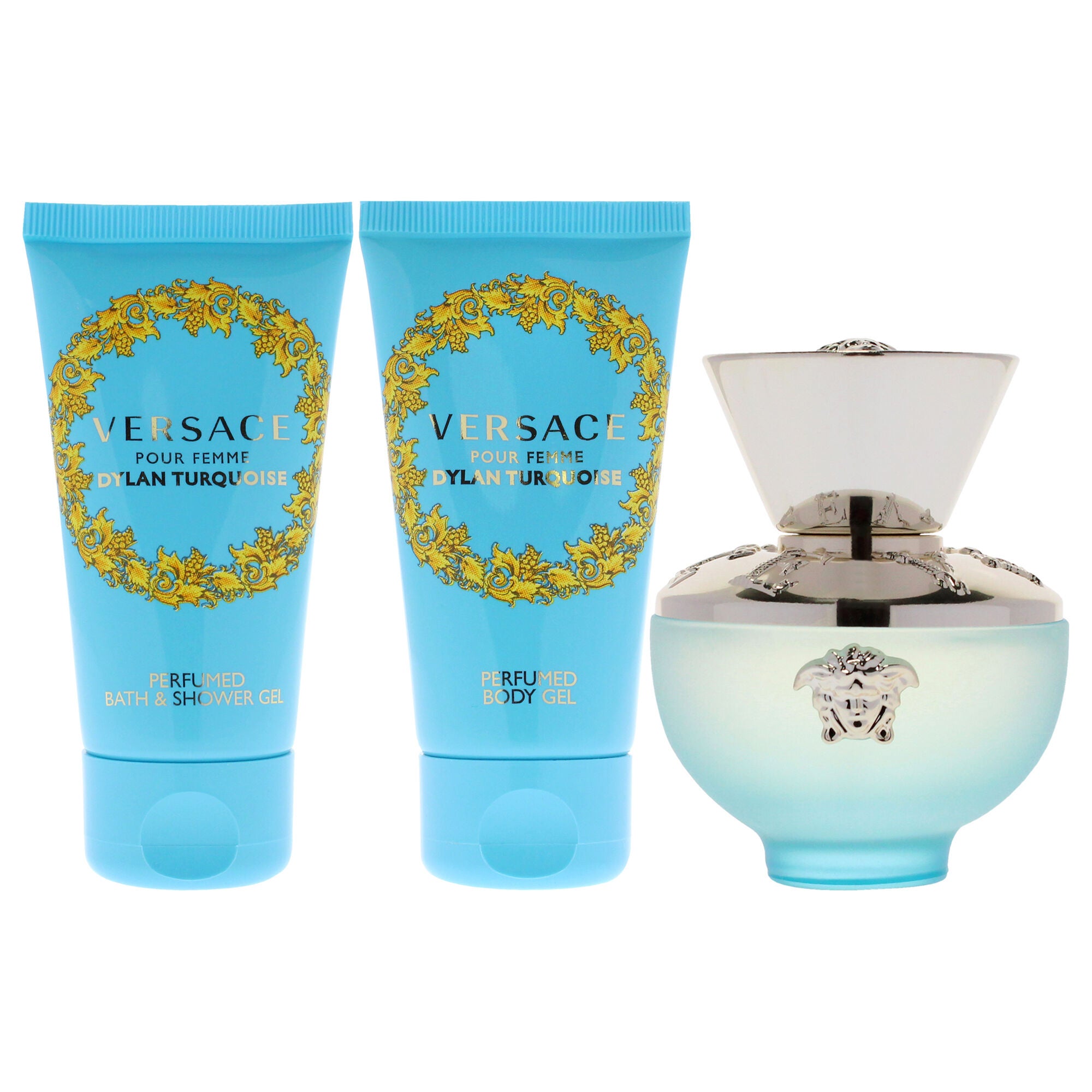 Versace Dylan Turquoise Pour Femme by Versace for Women - 3 Pc Gift Set 1.7oz EDT Spray, 1.7oz Perfumed Body Gel, 1.7oz Bath and Shower Gel, See Description, alternate image number 4