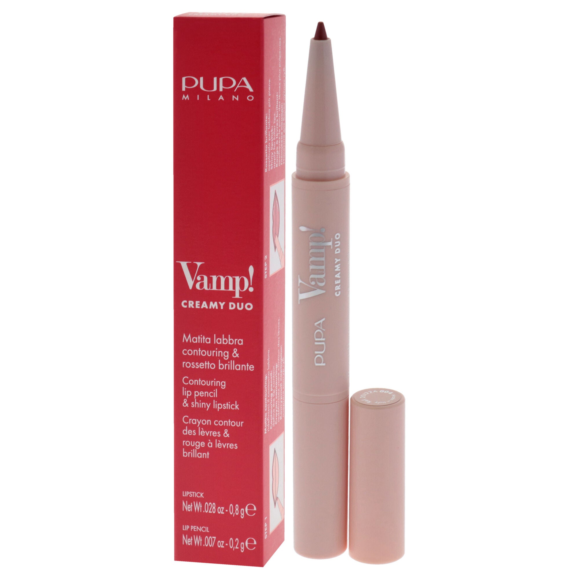 Vamp! Creamy Duo Contouring Lip Pencil and Shiny Lipstick - 004 Light Rose by Pupa Milano for Women - 0.035 oz Makeup, , alternate image number 7