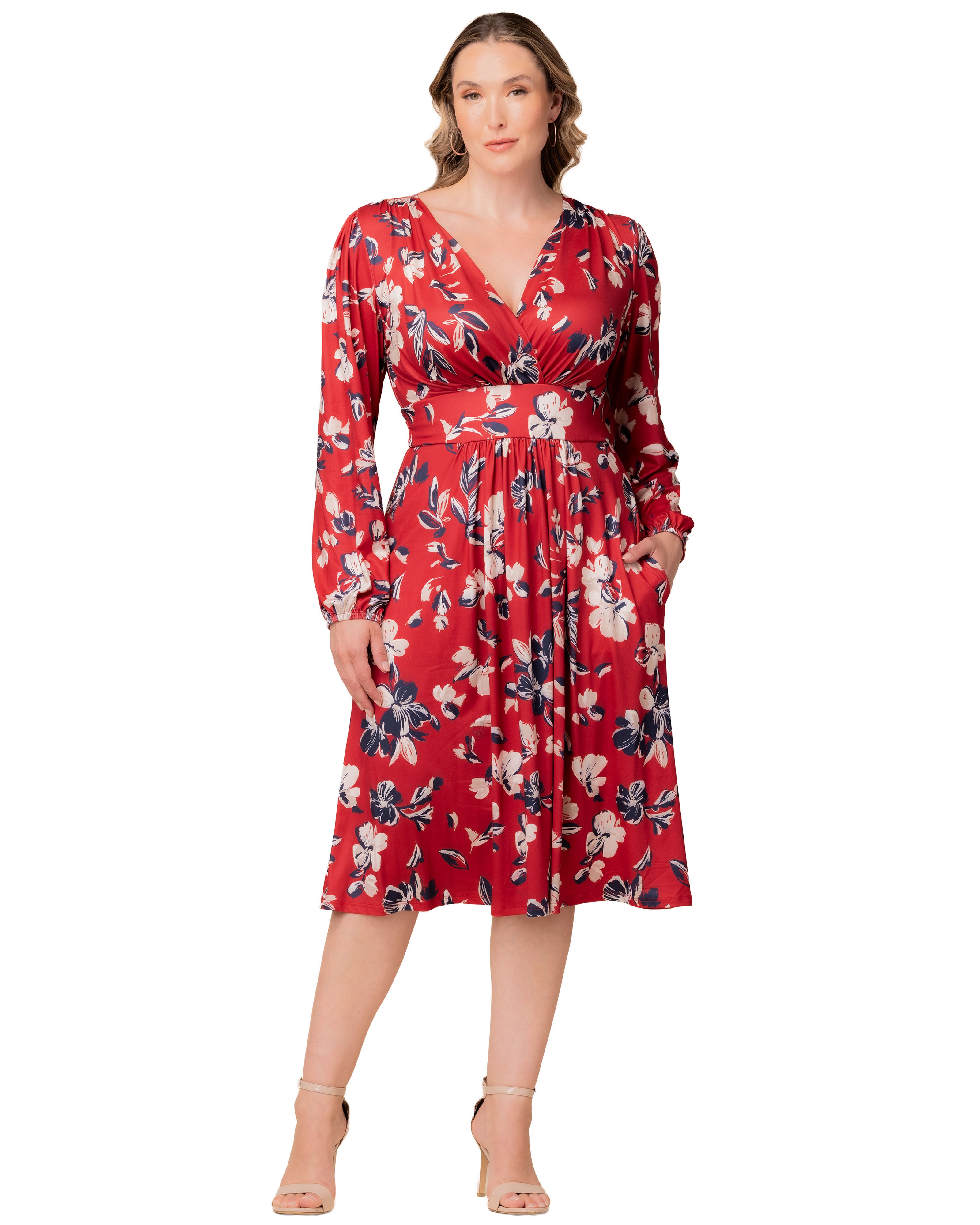 Diana Long Sleeve Dress, RED FLORAL PRINT / Red, hi-res image number 0
