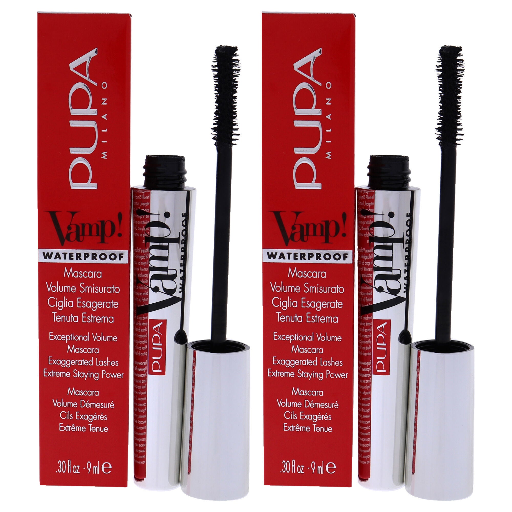 Vamp! Waterproof Mascara - 001 Extra Black by Pupa Milano for Women - 0.30 oz Mascara - Pack of 2, See Description, hi-res image number 0