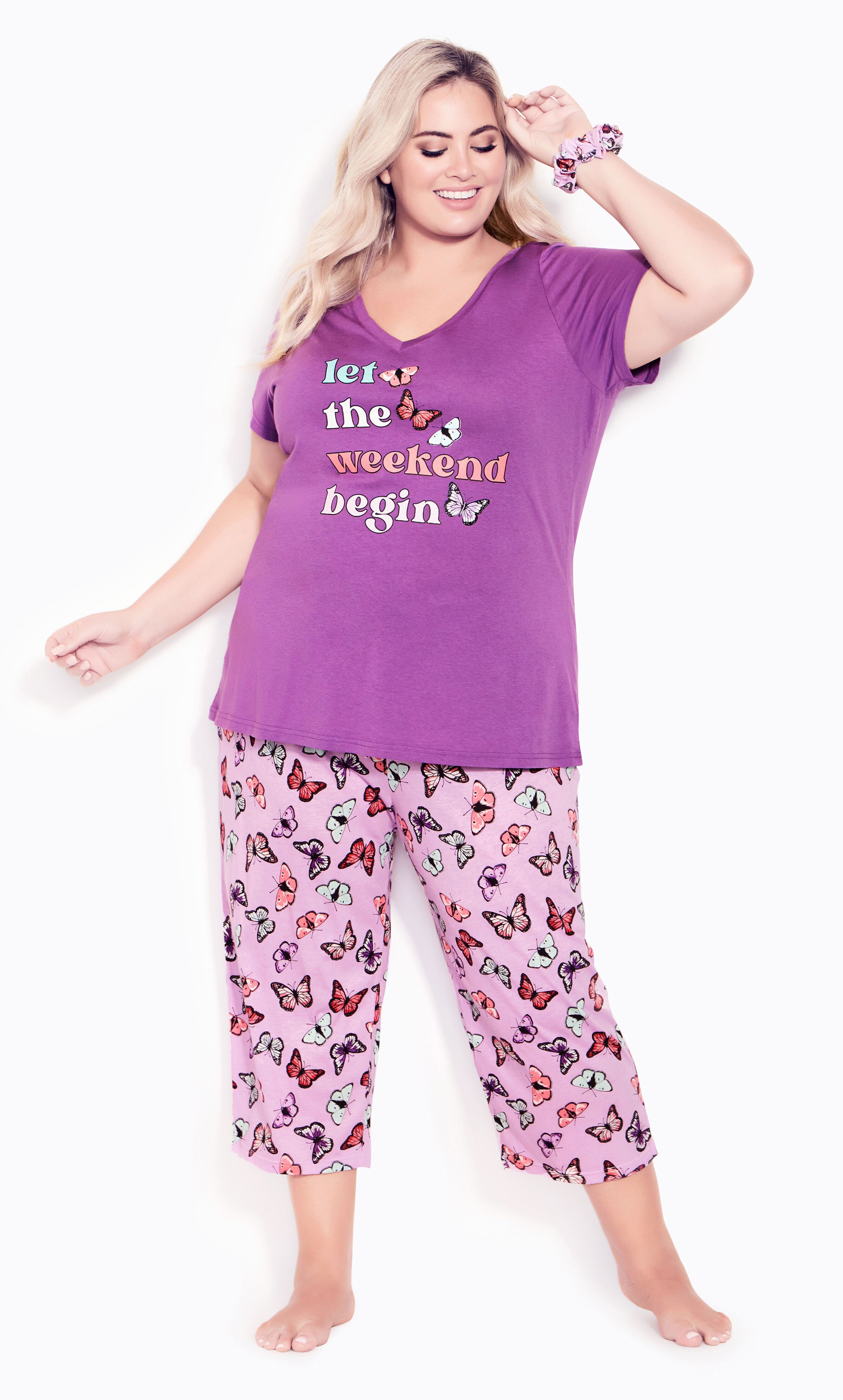 3 Piece Sleep Set with Scrunchie - lilac, Purple, hi-res image number 0