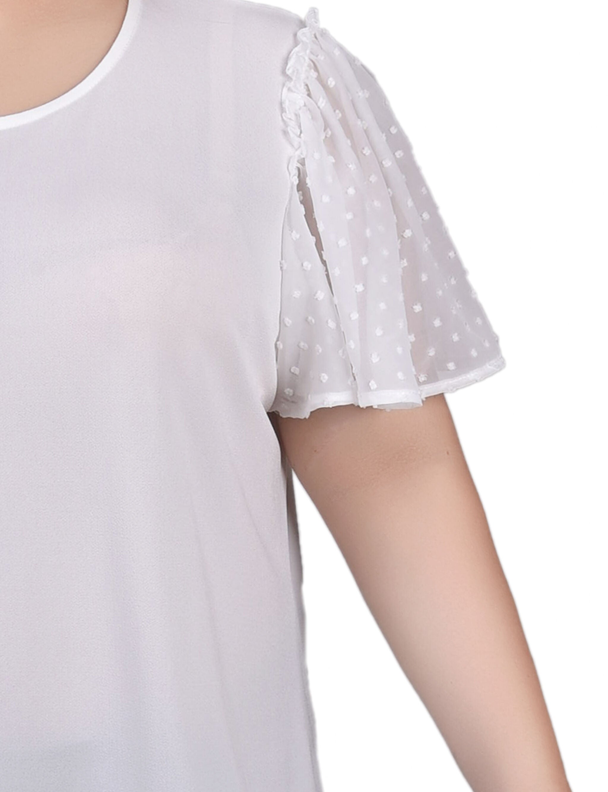 Clip Dot Flutter Sleeve Top, Ivory / white, alternate image number 1