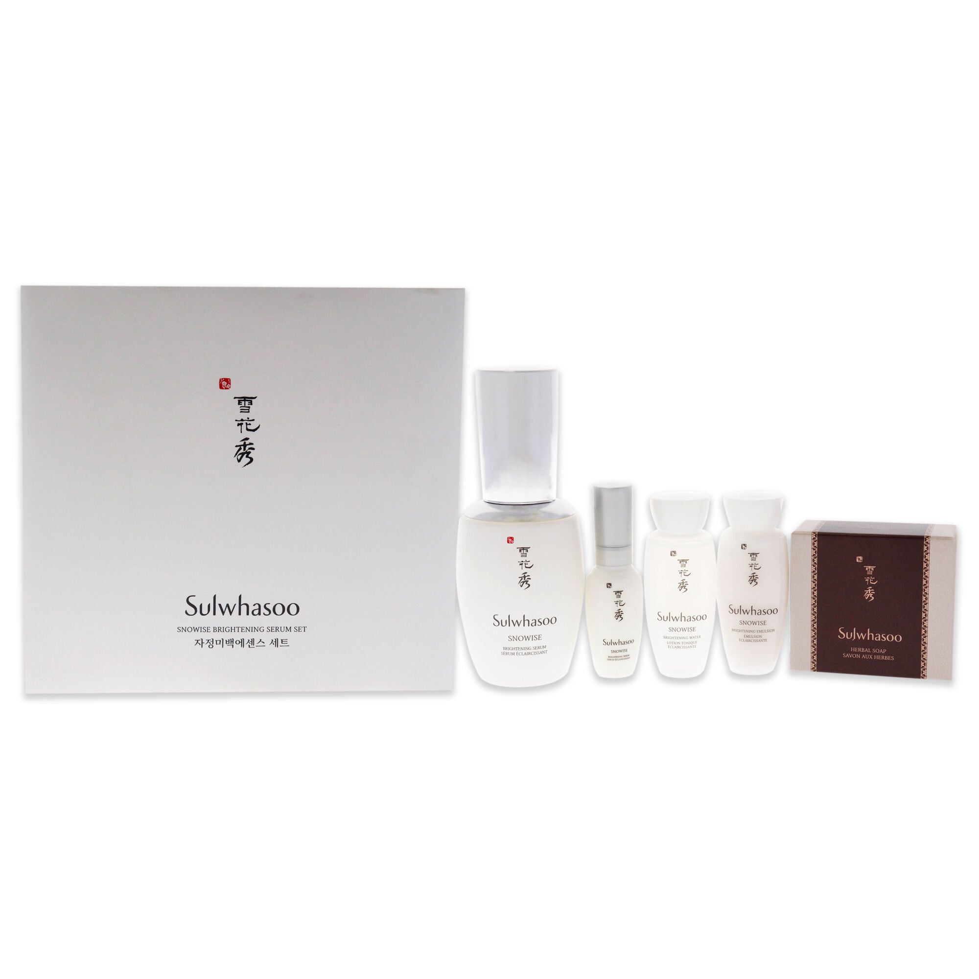 Snowise Brightening Serum Set by Sulwhasoo for Women - 5 Pc 1.7oz Serum, 8ml Serum, 15ml Water, 15ml Emulsion, 1.7oz Herbal Soap Red Ginger, , alternate image number 4