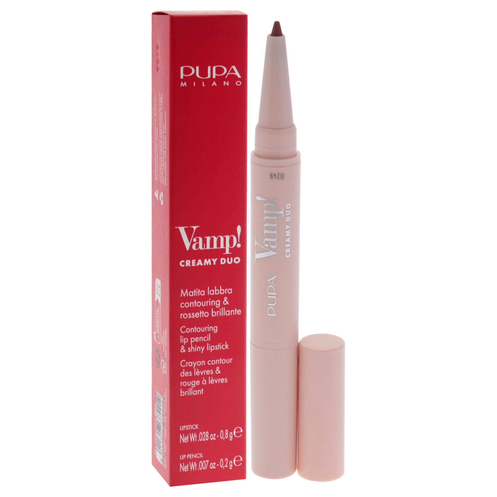 Vamp! Creamy Duo Contouring Lip Pencil and Shiny Lipstick - 003 Warm Nude by Pupa Milano for Women - 0.035 oz Makeup, , alternate image number 6