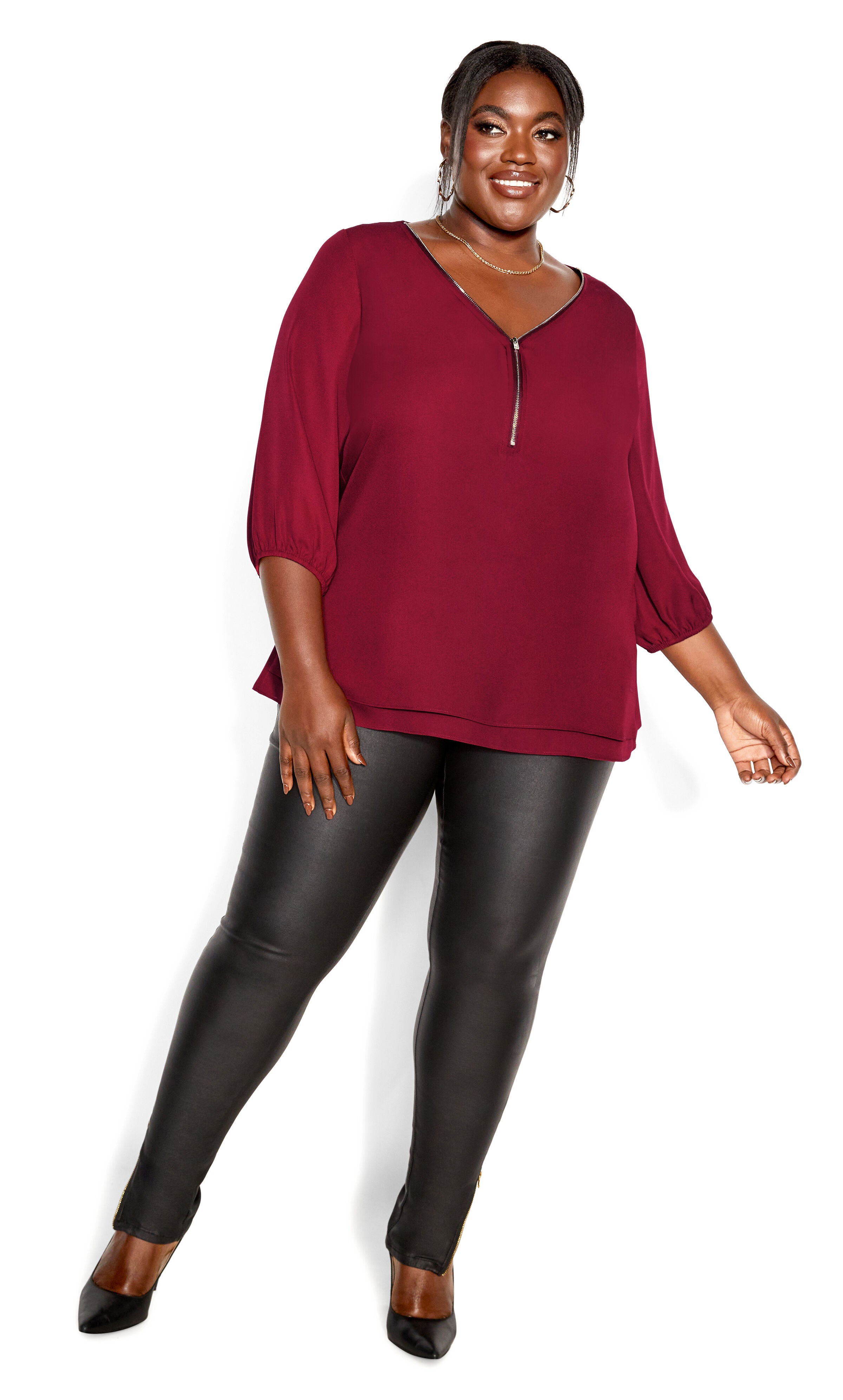 Sexy Fling Elbow Sleeve Top - ruby, , alternate image number 1