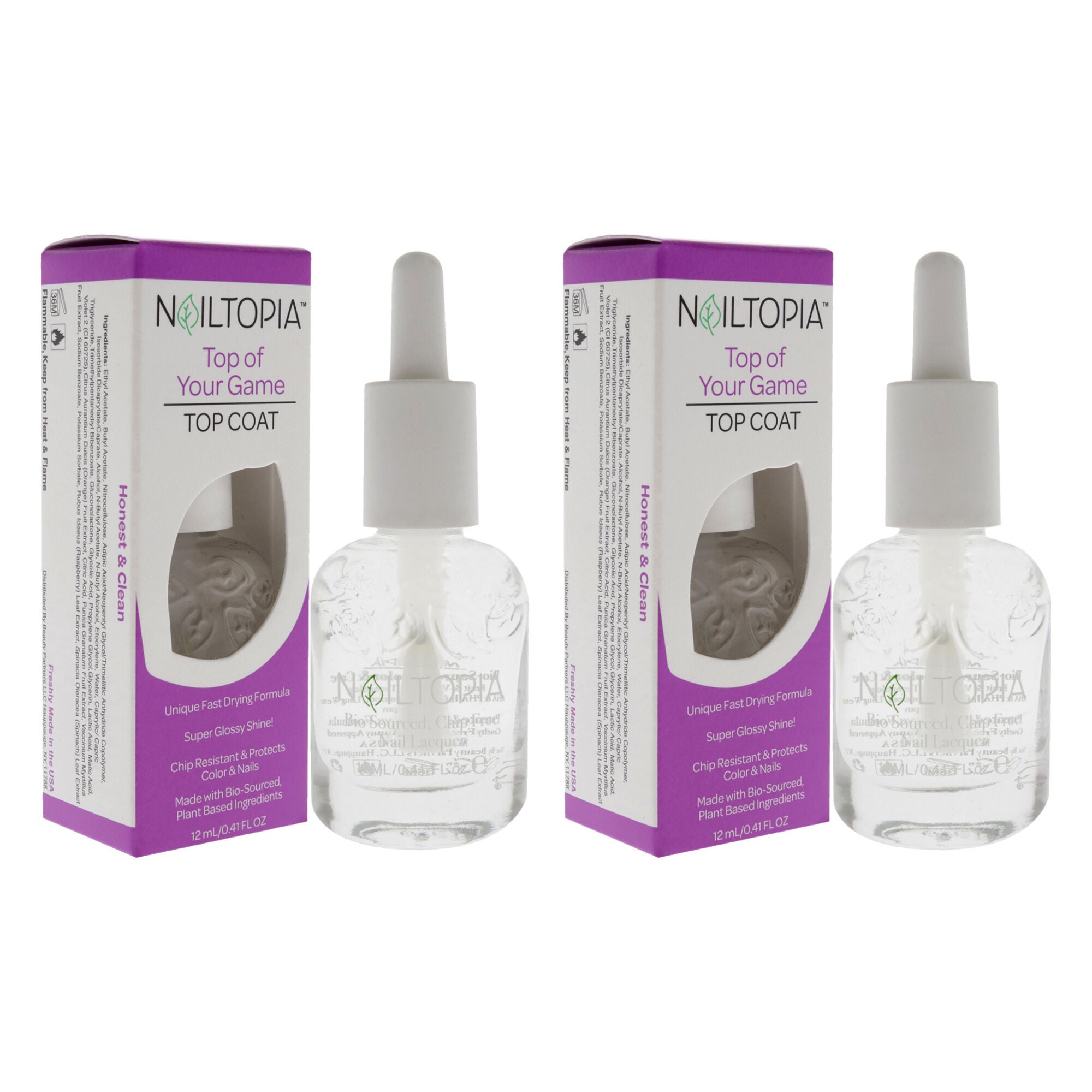 Bio-Sourced Chip Free Top Coat - Top Of Your Game by Nailtopia for Women - 0.41 oz Nail Polish - Pack of 2, , alternate image number 6