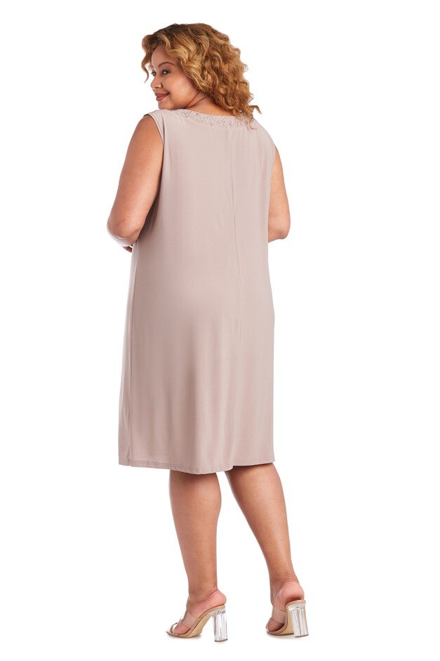 Jacket With Panels/Sheath Dress With 3/4 Sleeves Over Scoop Neck, , alternate image number null