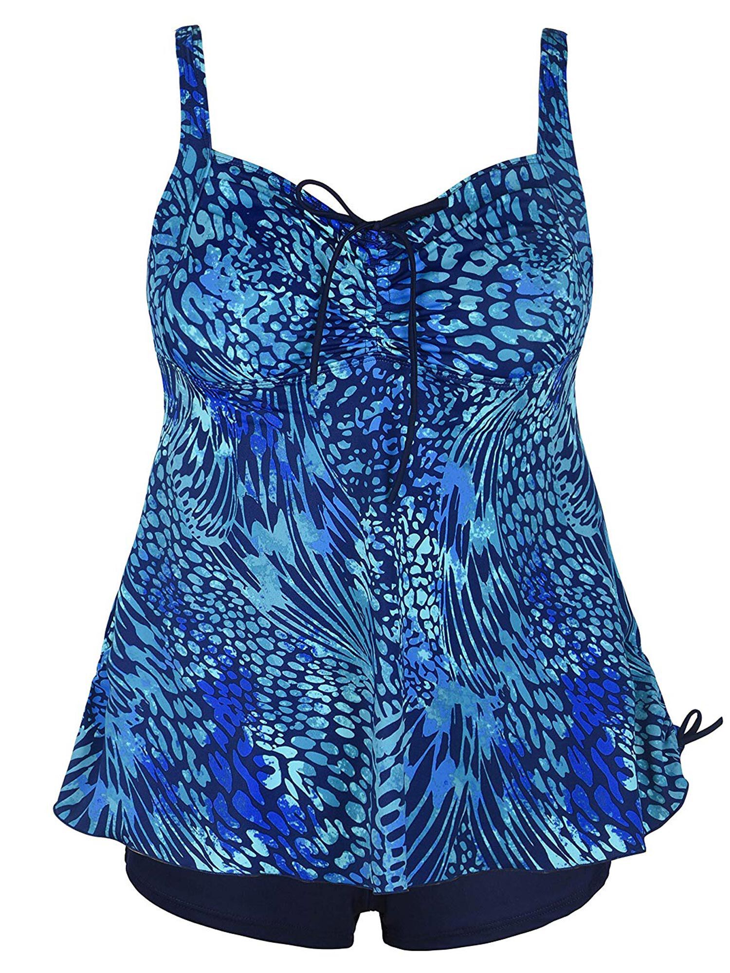 Blue Leopard Tankini Set