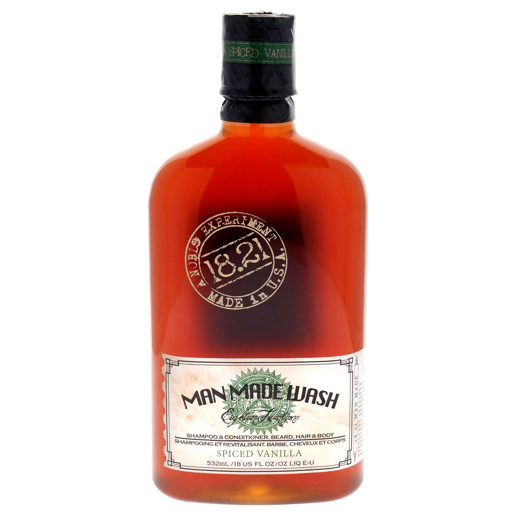 Man Made Wash - Spiced Vanilla by 18.21 Man Made for Men - 18 oz 3-In-1 Shampoo, Conditioner and Body Wash