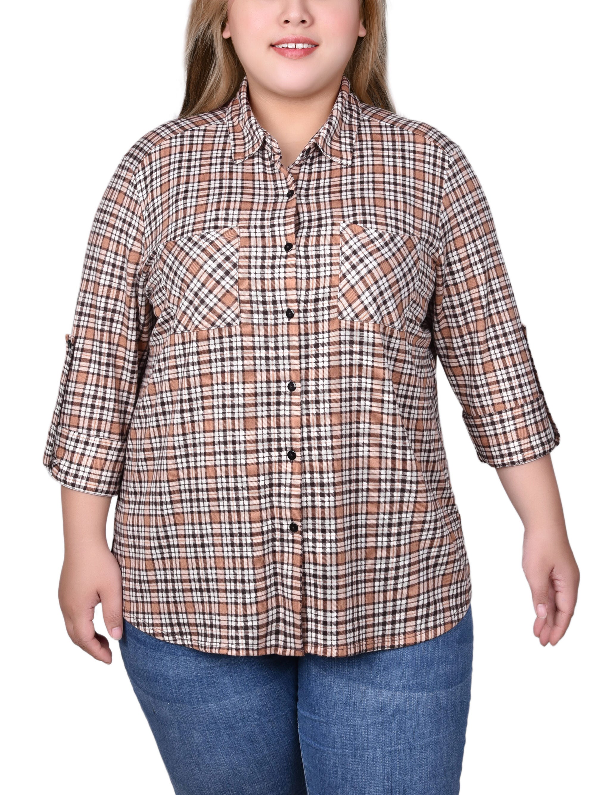 Long Sleeve Button Front Tunic Top