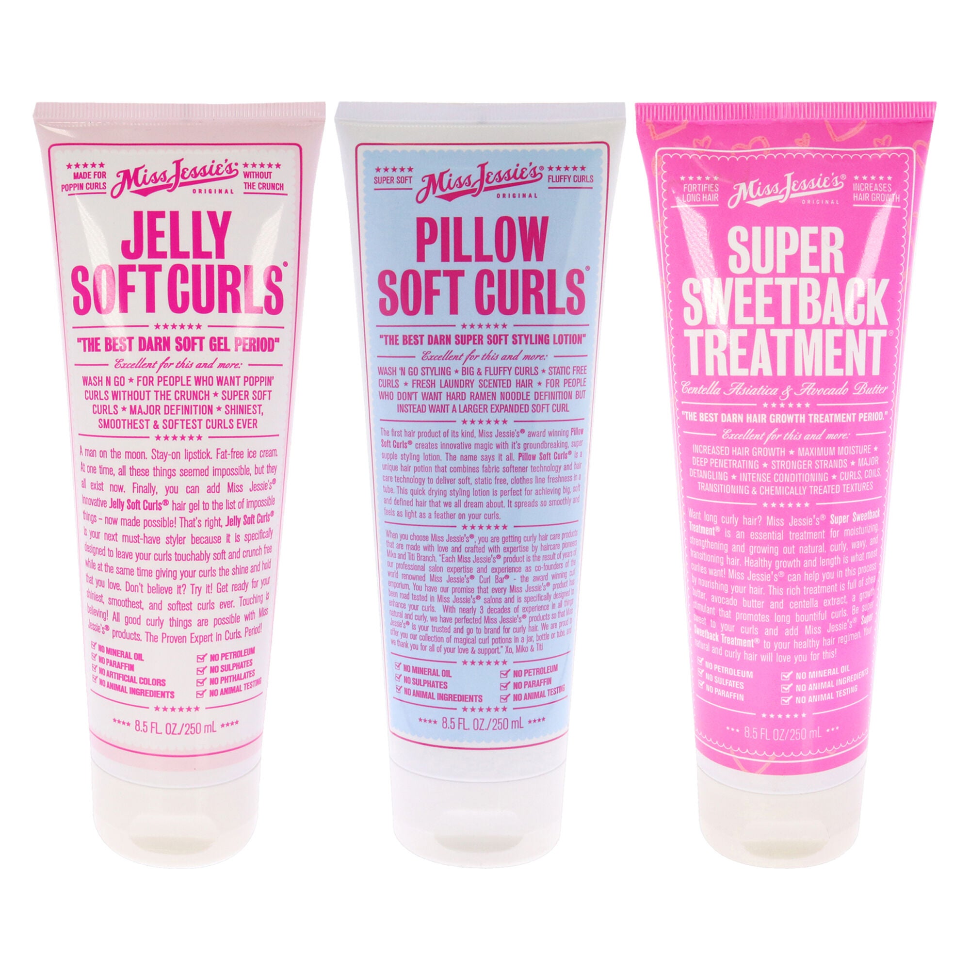 Super Sweetback Treatment With Pillow Soft Curls and Jelly Soft Curl Kit by Miss Jessies for Unisex - 3 Pc Kit