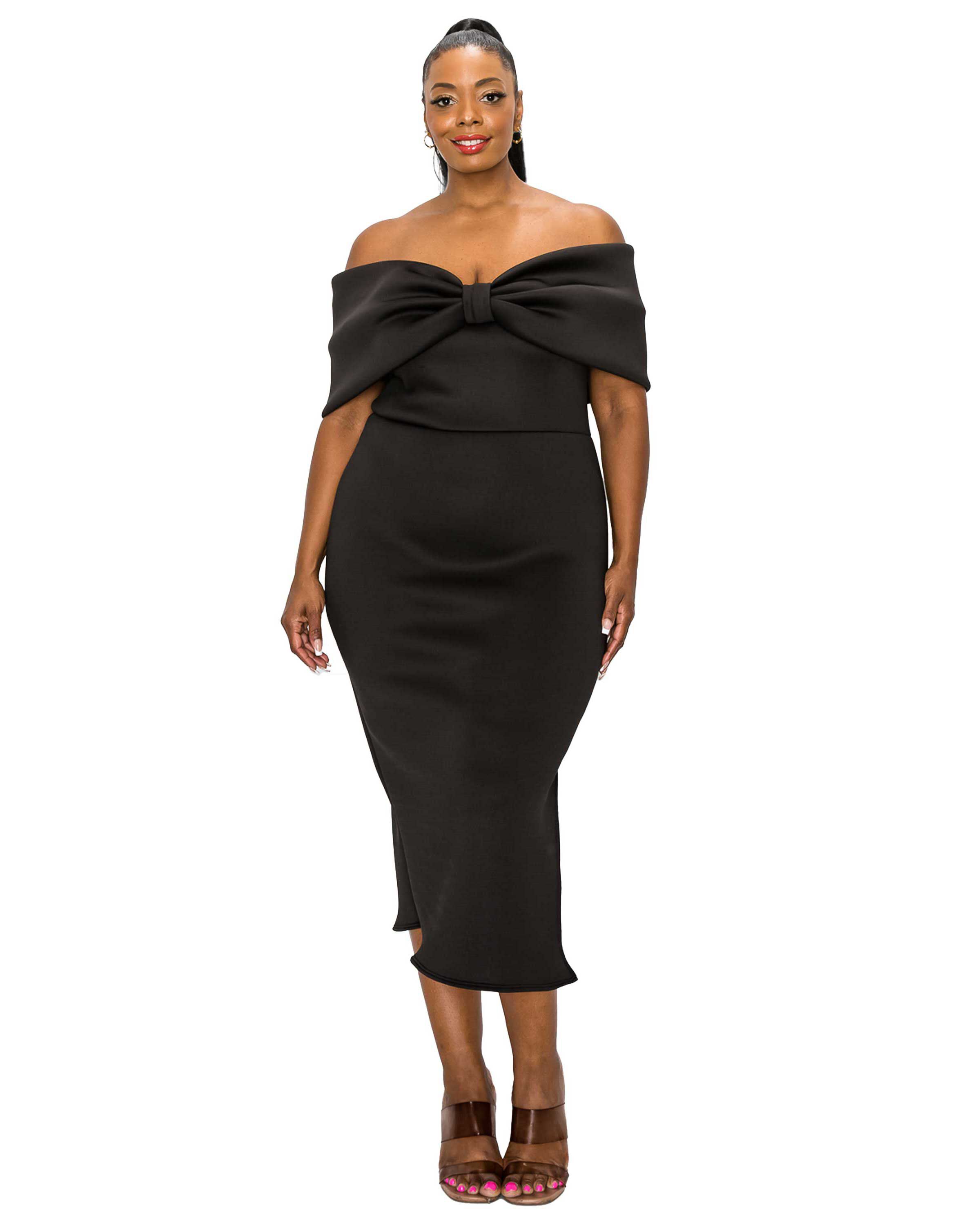 ZARIAH RIBBON DETAIL MIDI DRESS