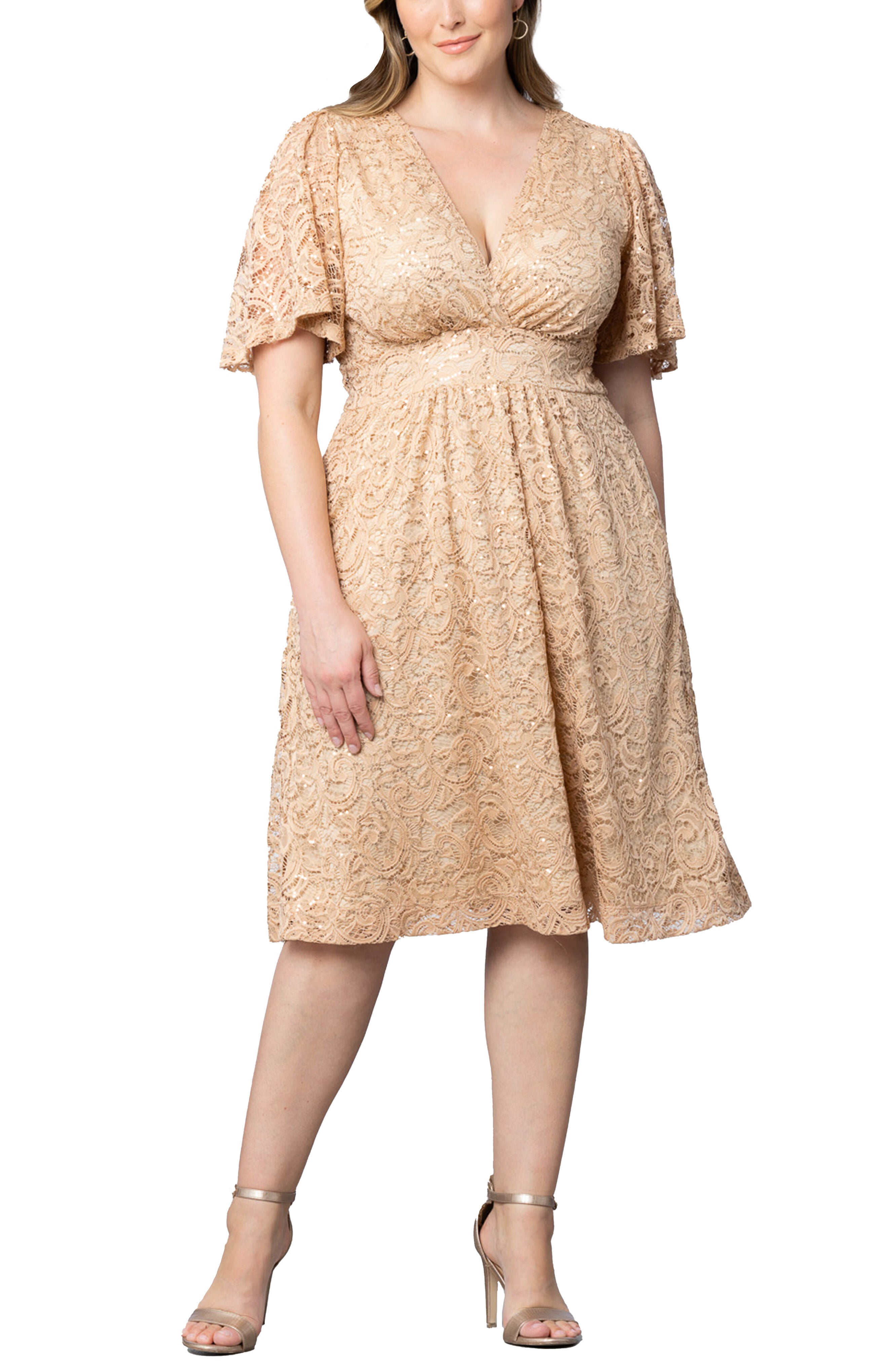 Starry Sequined Lace Cocktail Dress