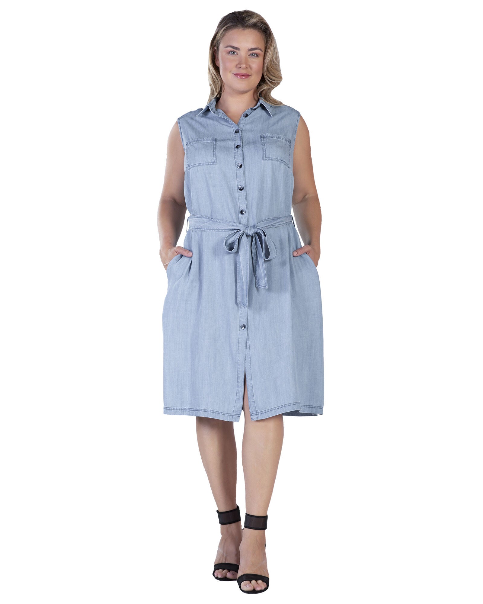 Katana Womens Plus Size Tencel Side Slit Midi Dress