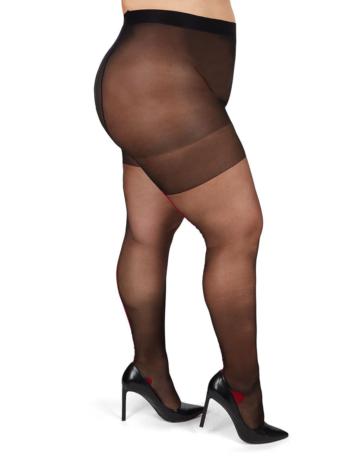 Back Seam/Cuban Heel Plus Size Curvy Control Top Pantyhose