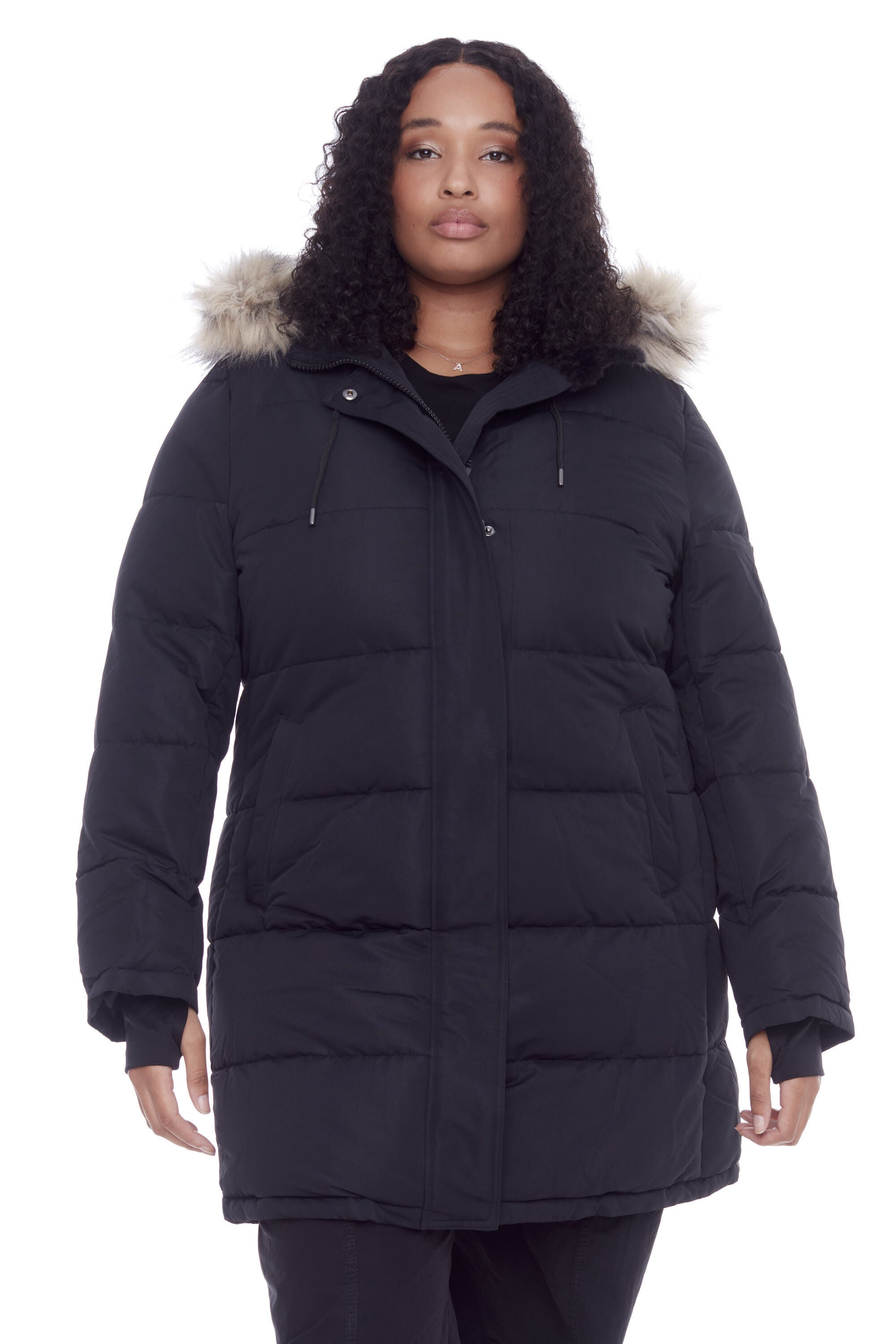 Women's Plus Size - AULAVIK | Vegan Down Recycled Mid-Length Hooded Parka Coat