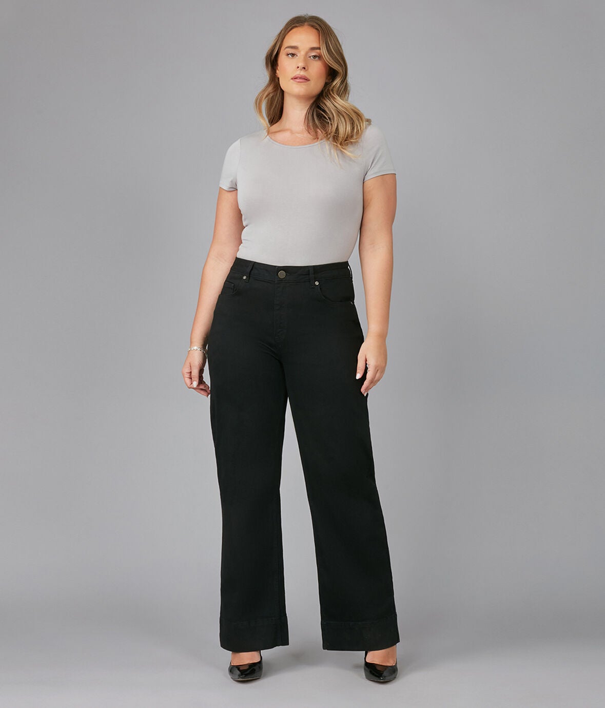 Women's COLETTE-BLK High Rise Wide Leg Jeans