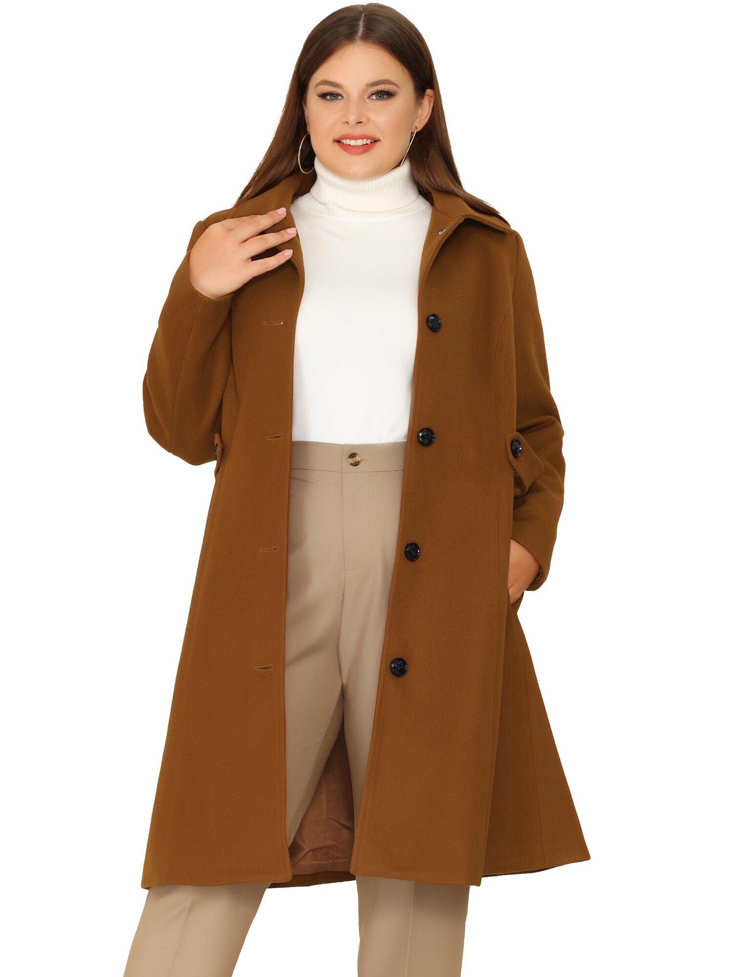 SINGLE BREASTED BELTED WINTER LONG COAT