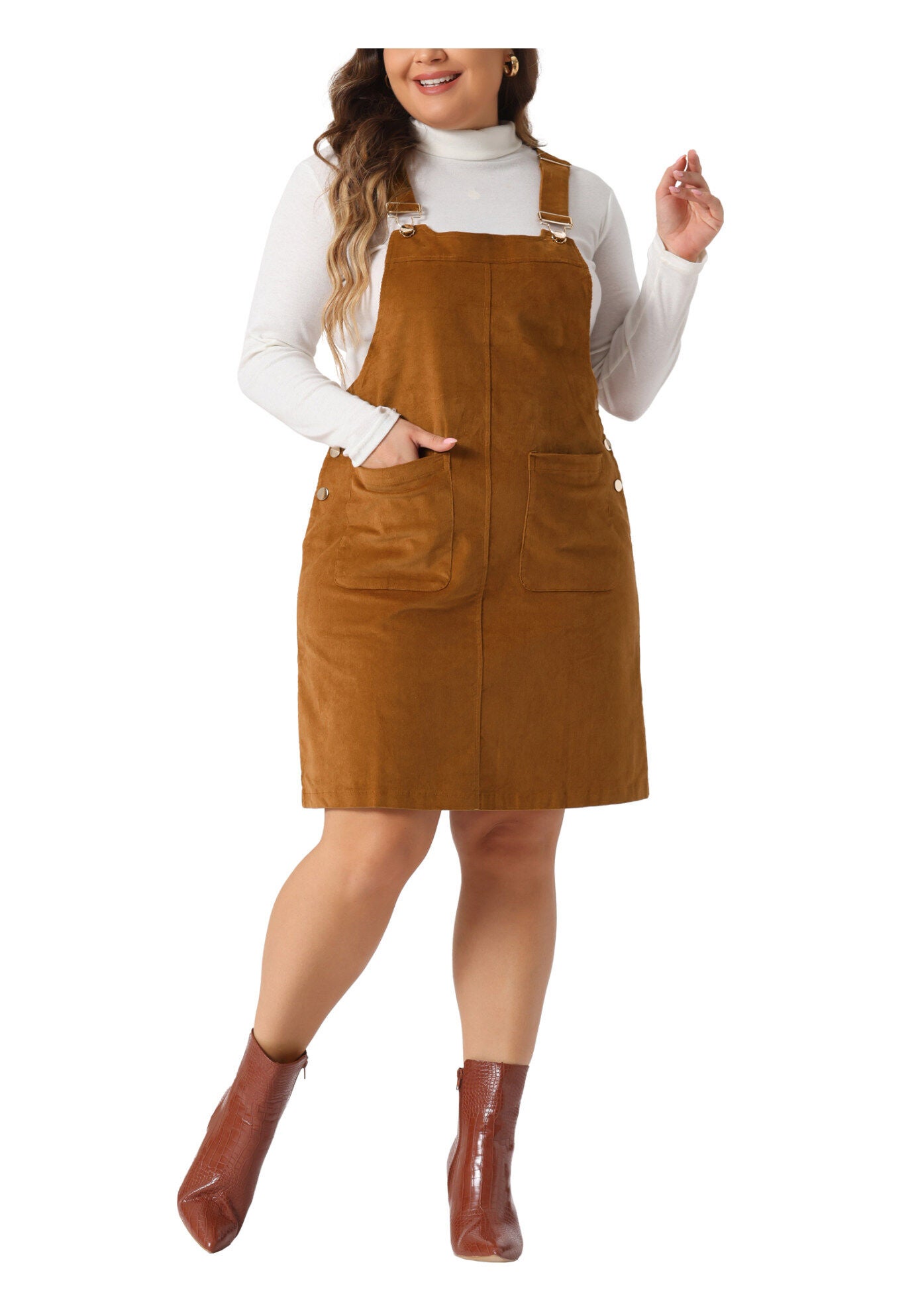 Suspender Skirt Adjustable Strap Pinafore Corduroy Overalls Dress