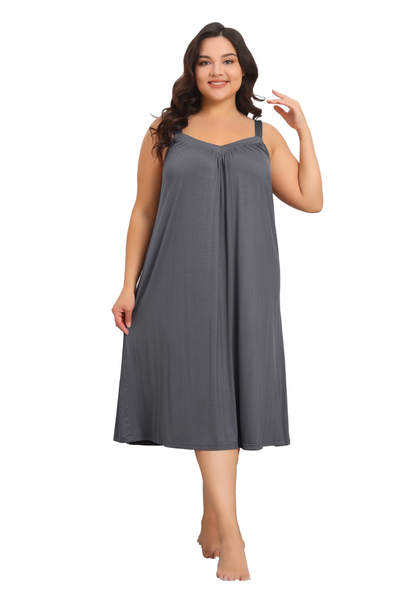 Spaghetti Strap V Neck Sleeveless Chemise Nightdress