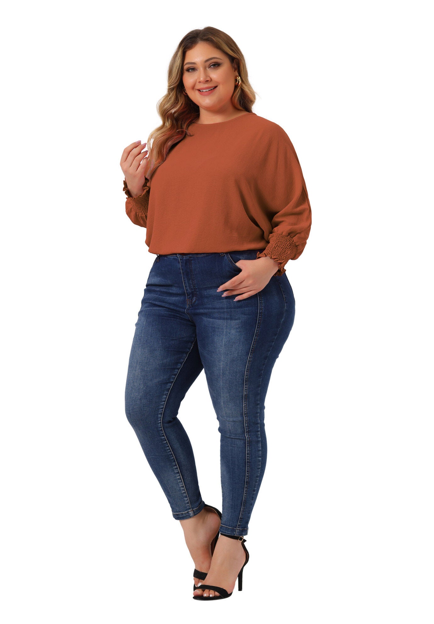 Chiffon Top Batwing Ruffle Long Sleeve Loose T-Shirt Blouse