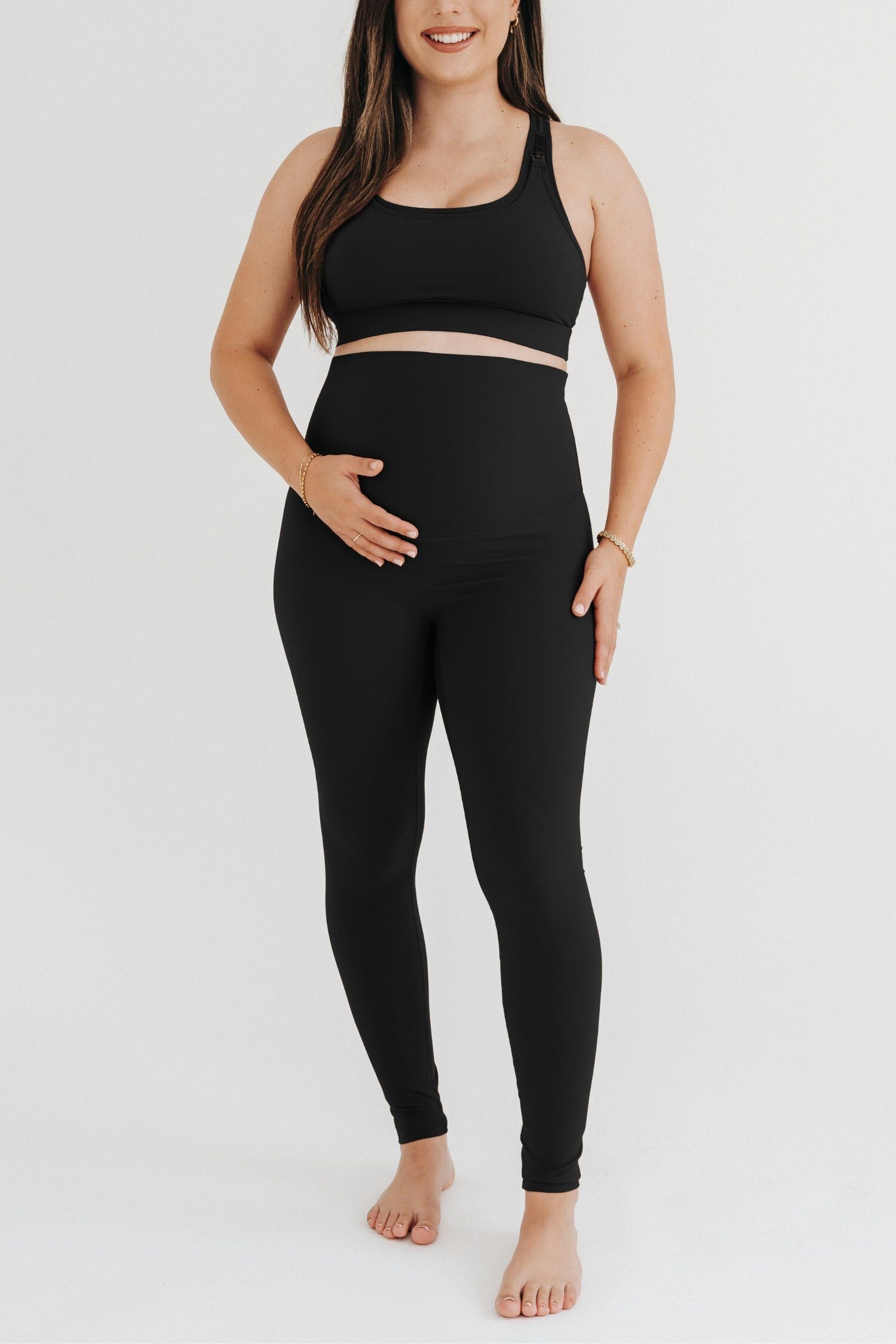 Women's Athletic Maternity Legging with Scrunched Butt Design and Supportive Belly Band