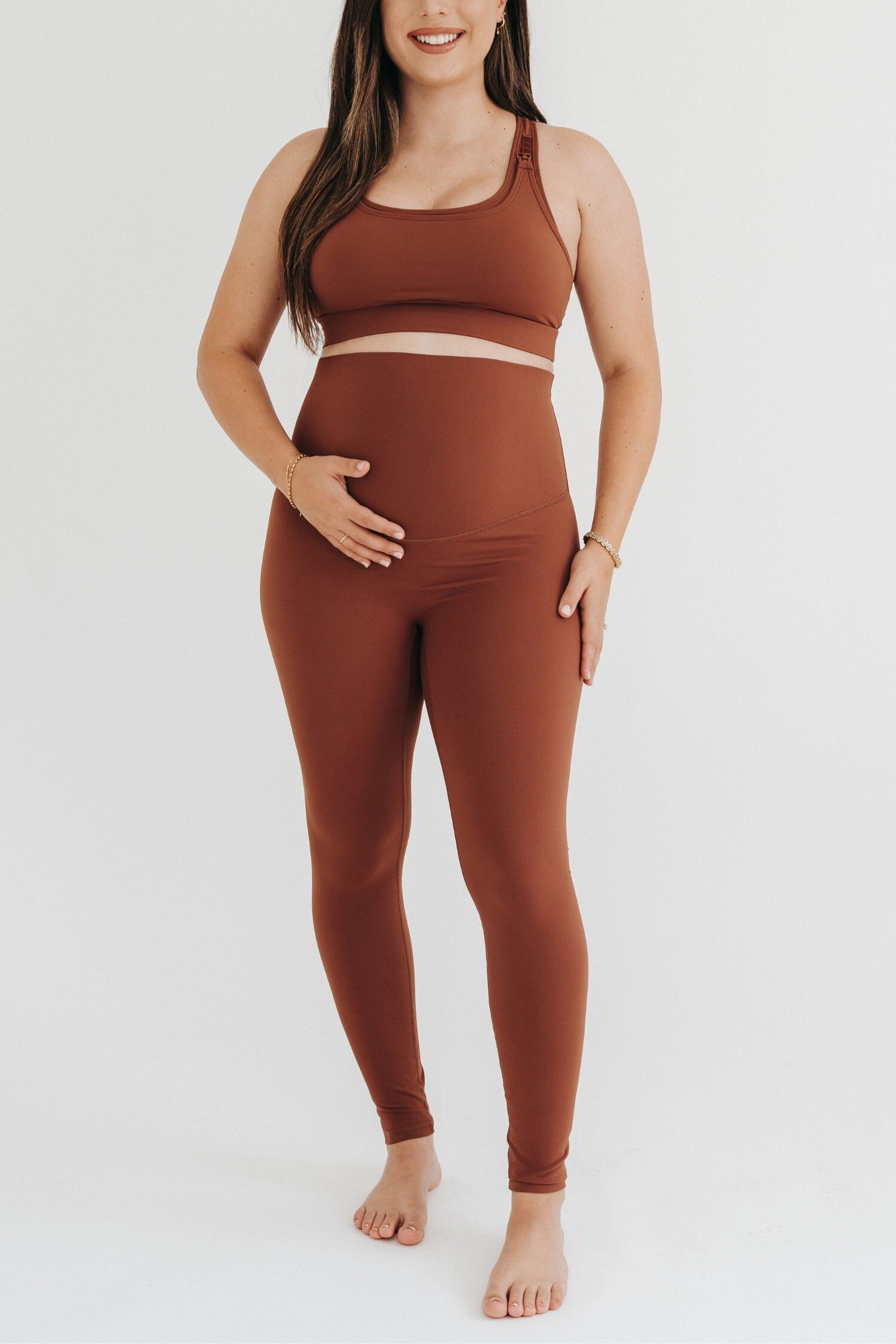 Women's Athletic Maternity Legging with Scrunched Butt Design and Supportive Belly Band