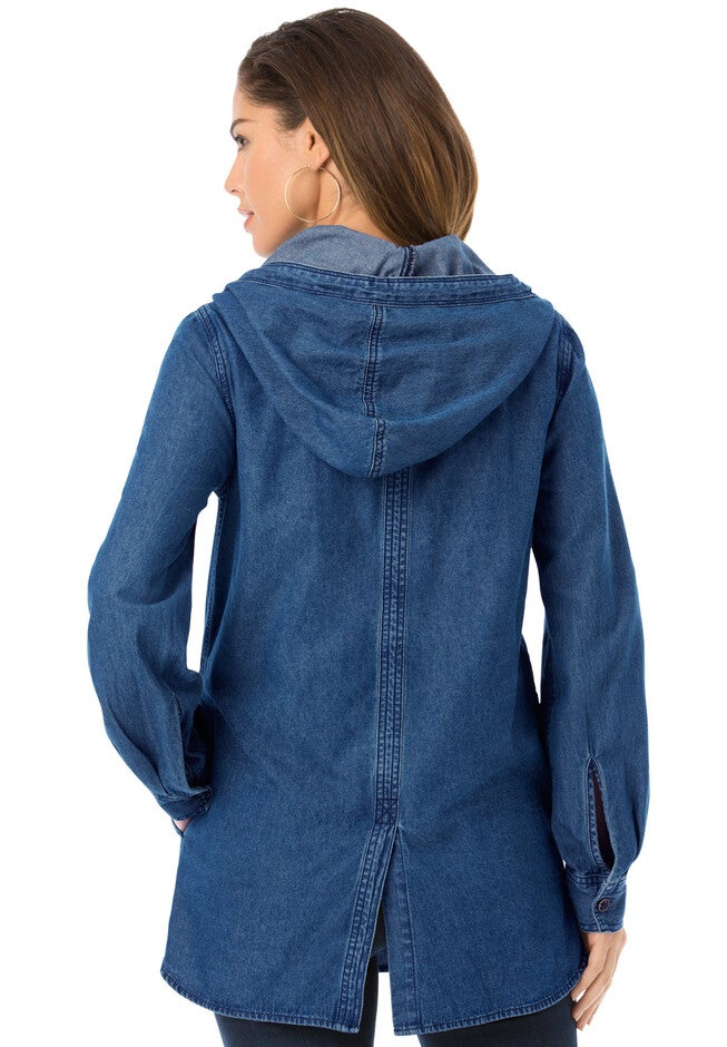 Hooded Denim Big Shirt, , on-hover image number 1