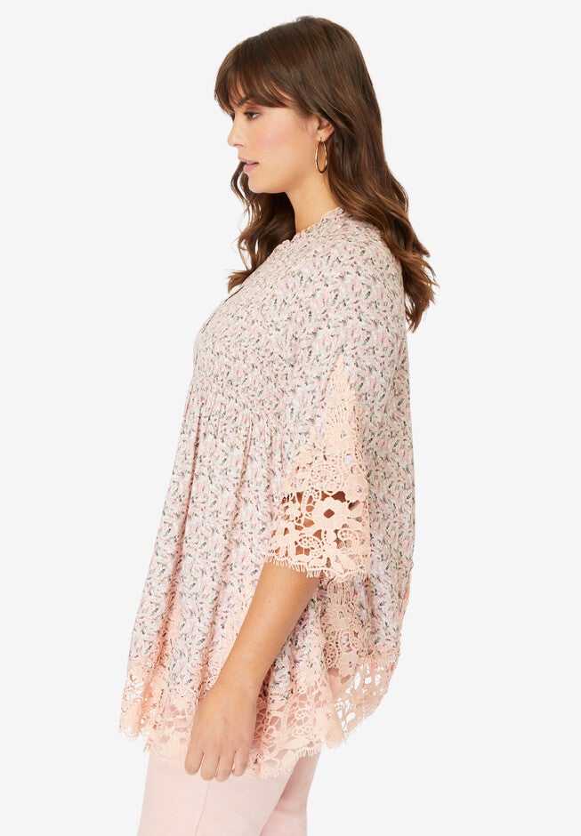Embroidered Smocked Blouse, , alternate image number 2