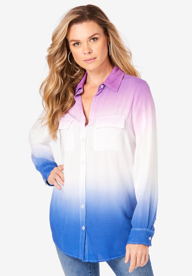 Tie-Dye Big Shirt, VIOLET WATERCOLOR OMBRE, hi-res image number null