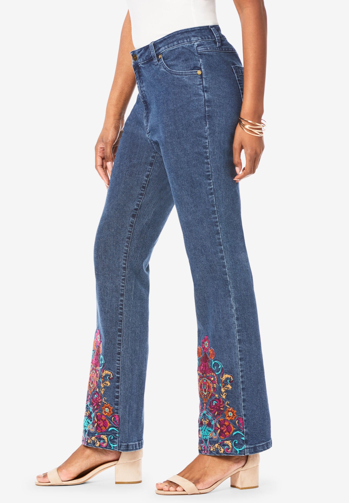 Embroidered Bootcut Jean, , alternate image number 2