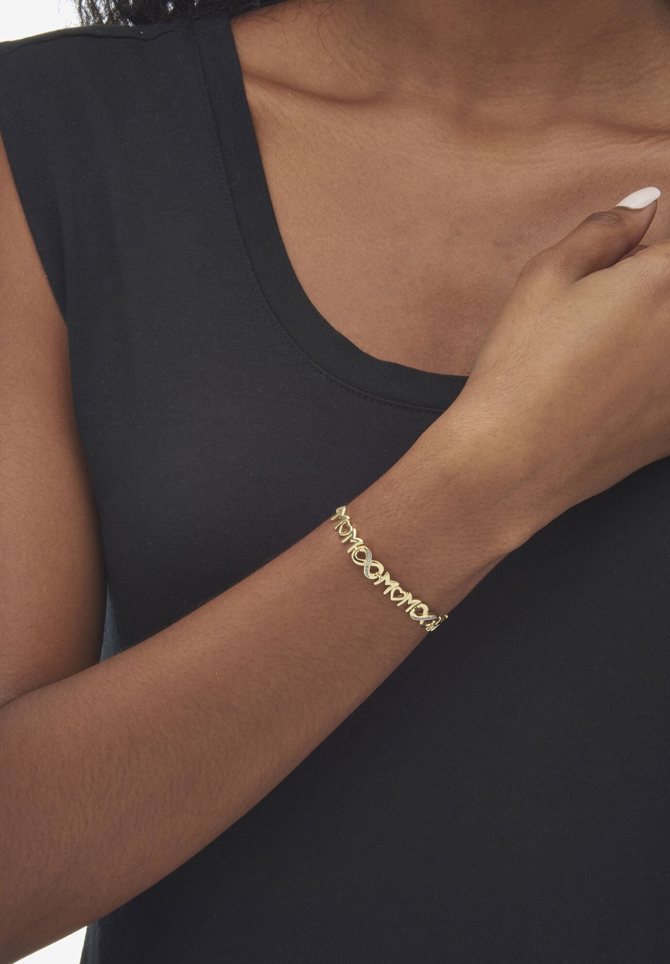 Gold-Plated Sterling Silver Diamond Accent &quot;Mom&quot; Slider Bracelet 10 inches, , alternate image number 3