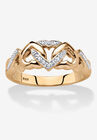 Gold & Silver Promise Ring with Diamond Accent, GOLD, hi-res image number 0