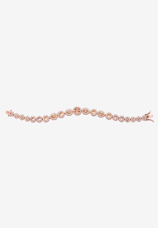14.70 Tcw Simulated Pink Morganite And Cz Rose Gold-Plated Bracelet 7.5 inches, , alternate image number null