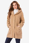Hooded Textured Fleece Coat, SOFT CAMEL, hi-res image number 0