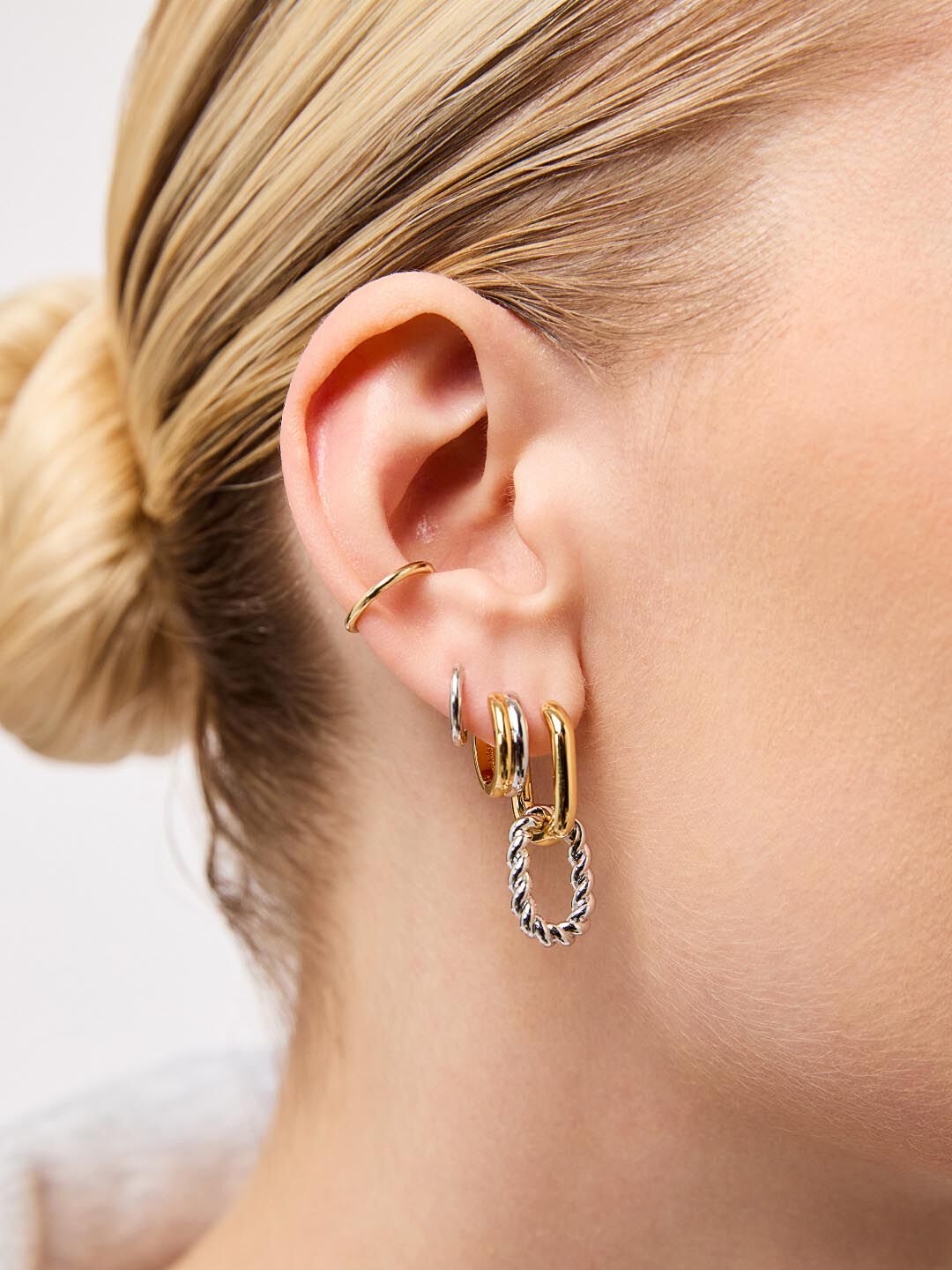 Double Hoop Earrings - Ash Double, TWO TONE, alternate image number 1