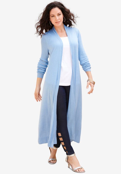 Fine Gauge Duster Cardigan, SOFT SKY, hi-res image number null