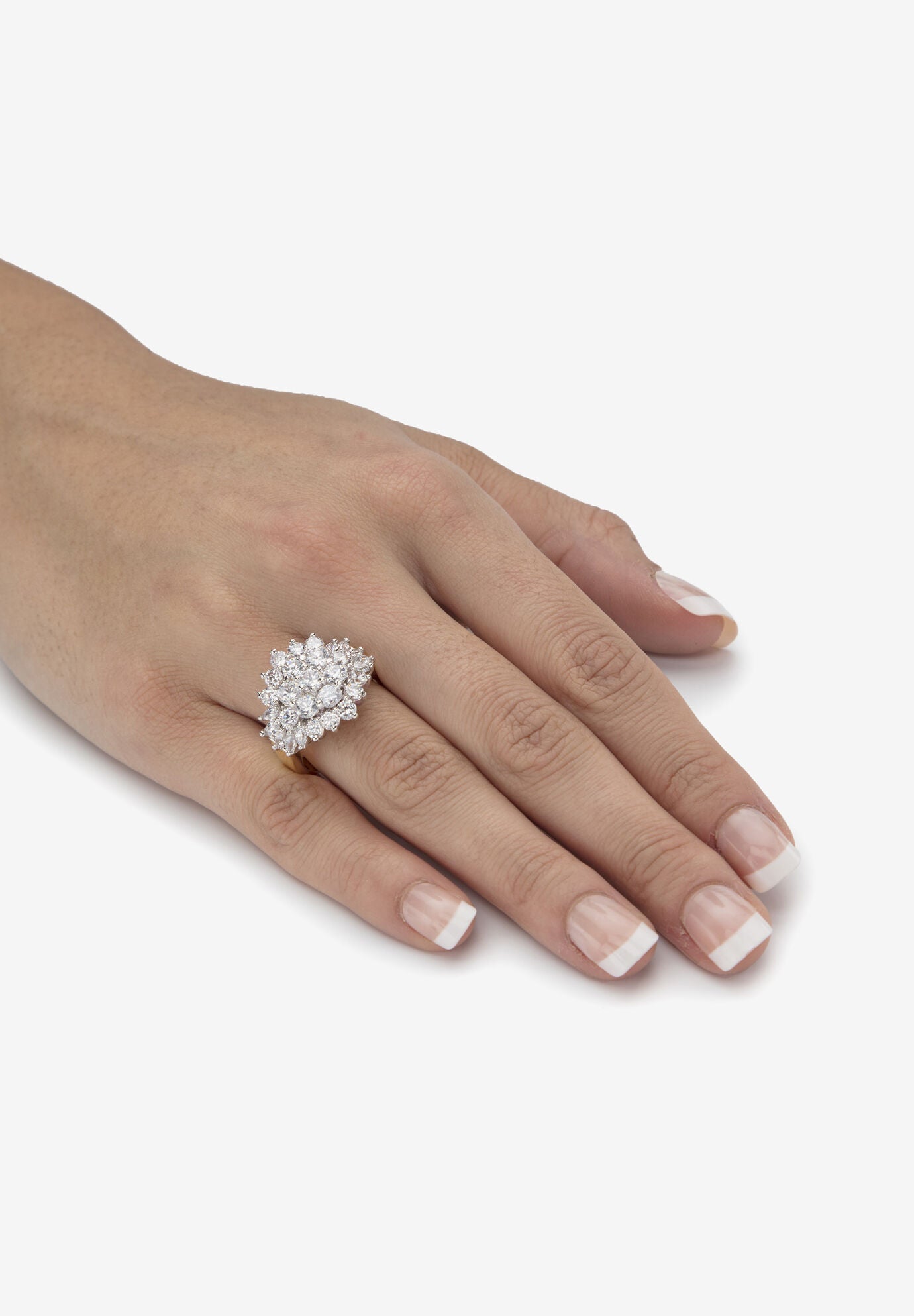 4.25 Cttw 18K Gold-Plated Cubic Zirconia Cubic Zirconia Cluster Cocktail Ring, , alternate image number 2