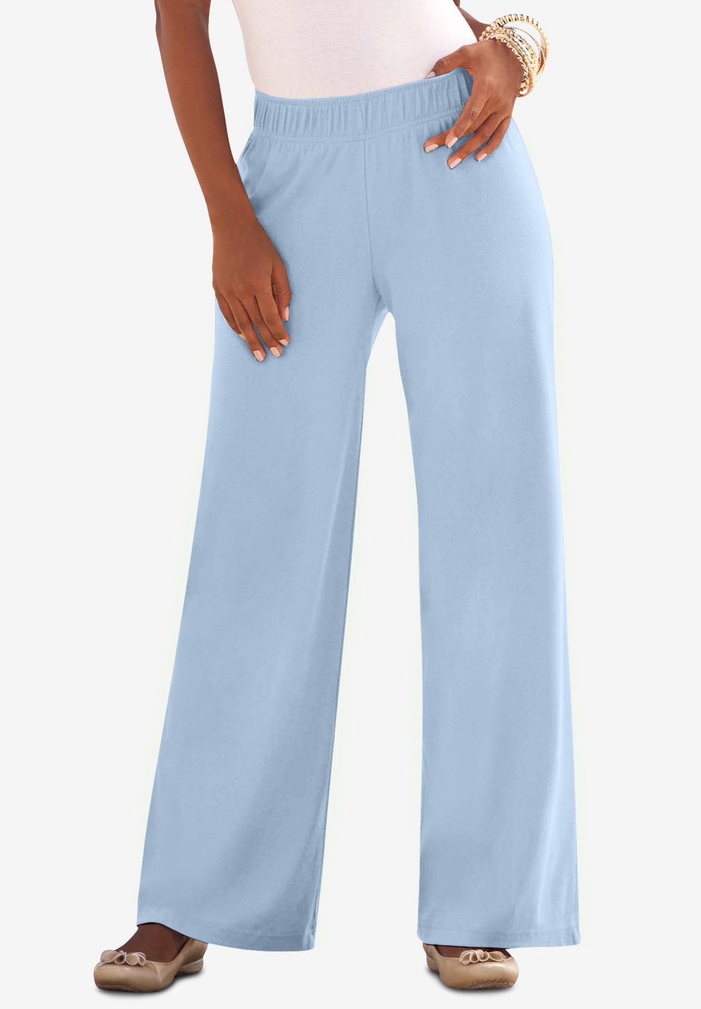 Plus Size Pull-On Wide Leg Soft Knit Pant