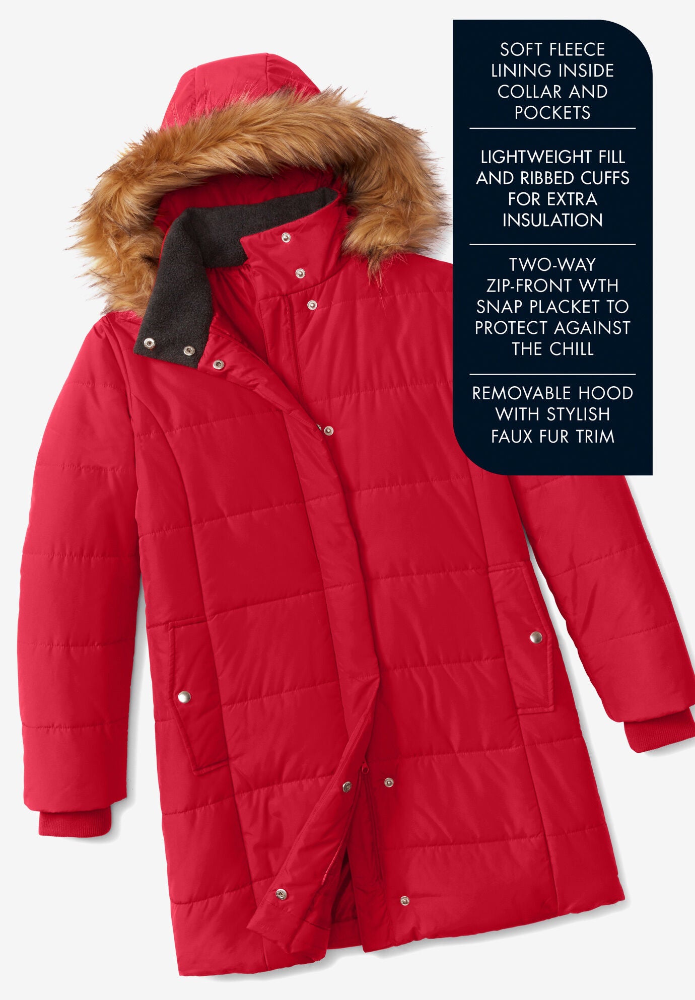 Plus Size Classic Length Puffer Coat, , alternate image number 4