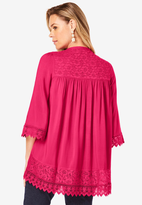 Lace Sleeve Big Shirt, , on-hover image number null