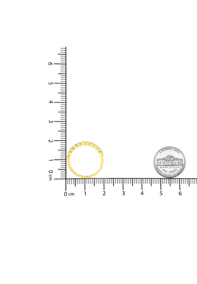 Yellow Gold Over Silver 1/4 Cttw Bezel Set Round Diamond 11 Stone Wedding Band Ring, , alternate image number 5