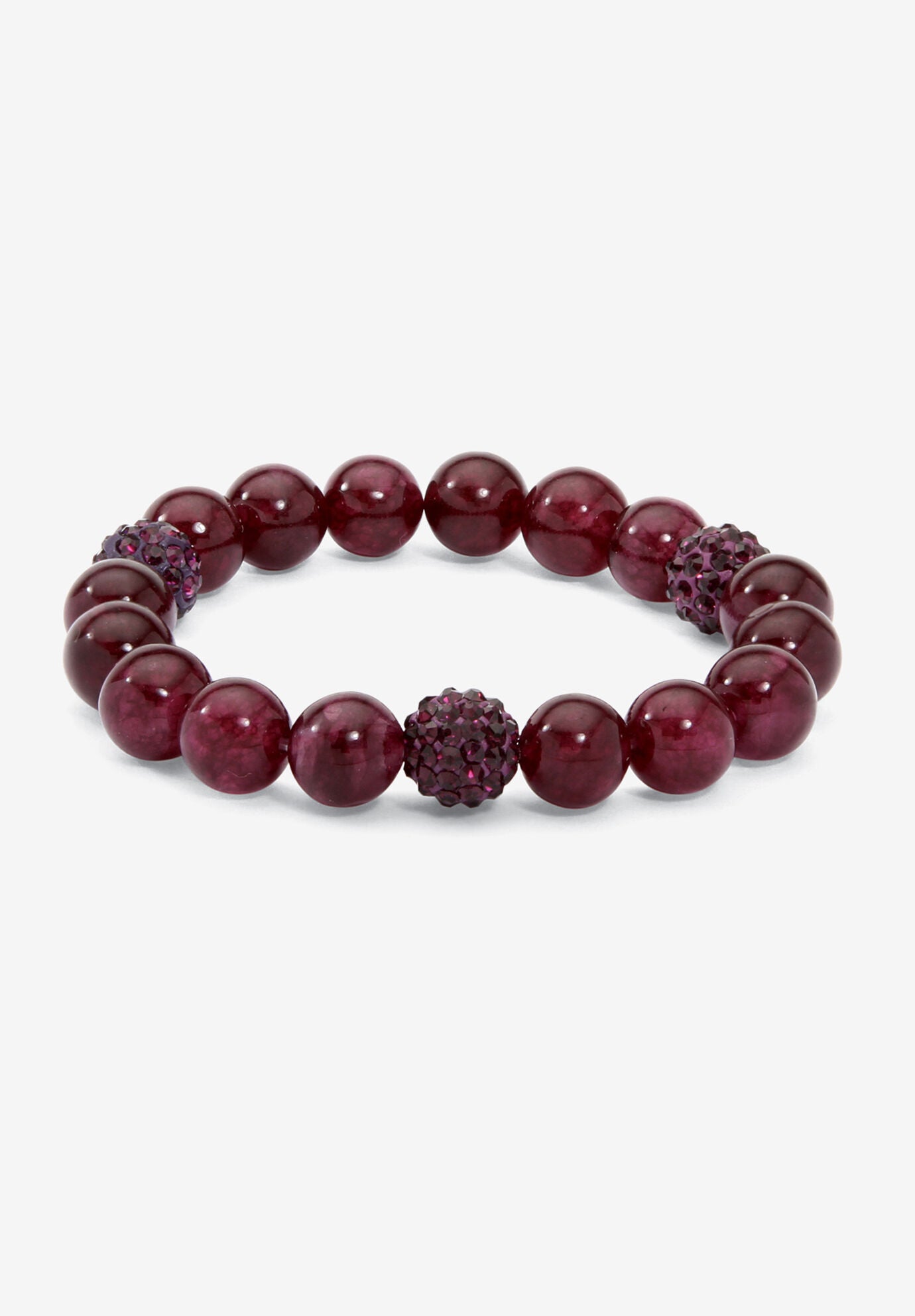 Simulated Birthstones Agate Stretch Bracelet 8 inches, FEBRUARY, hi-res image number 0