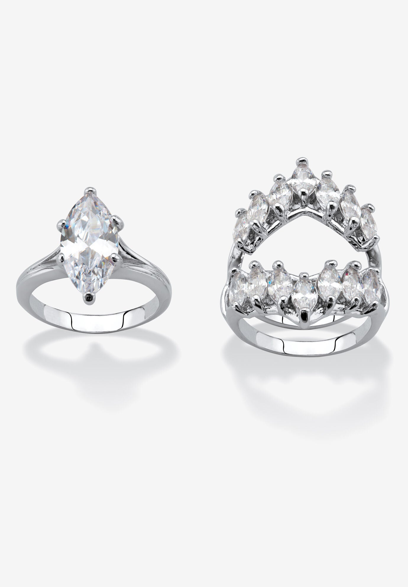5.98 Tcw Marquise-Cut Cubic Zirconia Jacket Bridal Set In Silvertone, , alternate image number 3