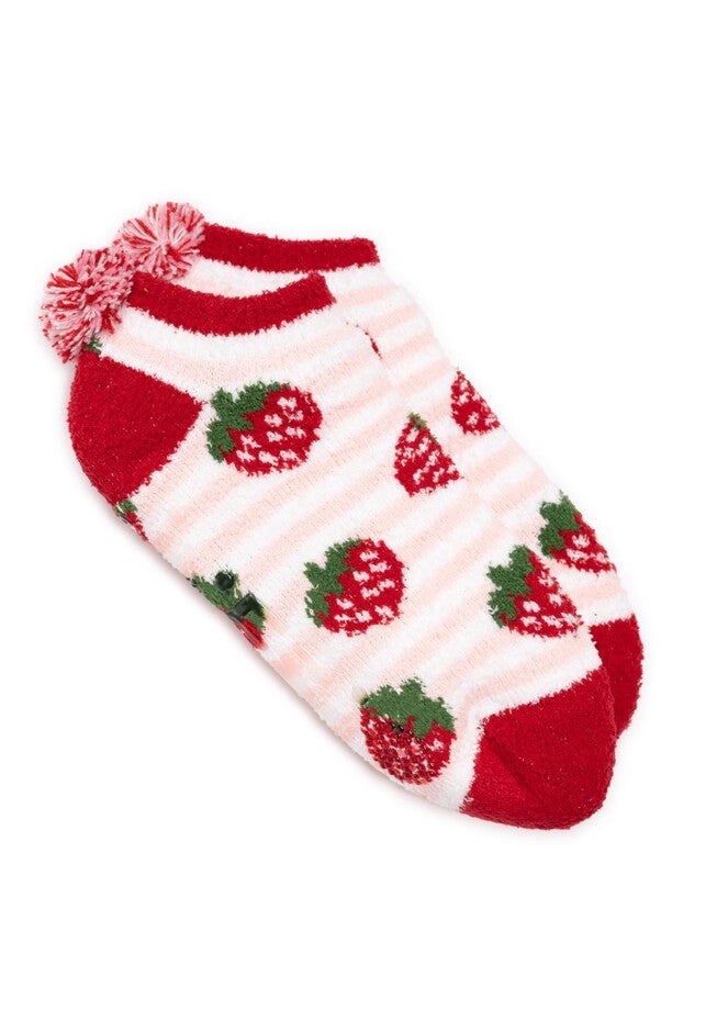 Women'S Cozy Footie Cabin Sock, POPPY STRAWBERRY, hi-res image number 0