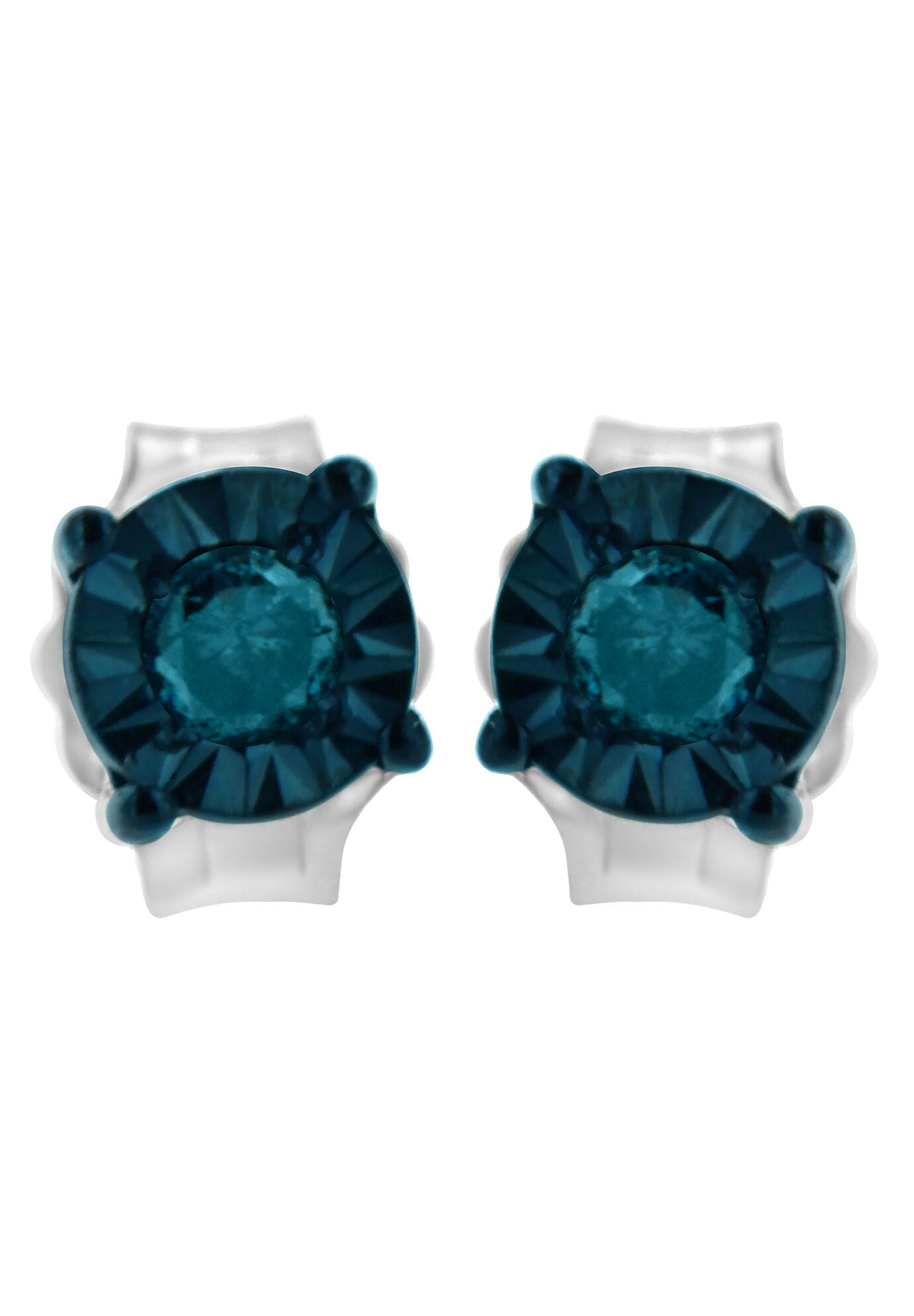 Silver 1/10 Cttw Blue Diamond Miracle-Set Stud Earrings, , alternate image number 3