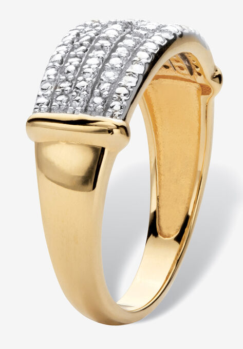 Yellow Gold-Plated Anniversary Ring with Genuine Diamond Accents, , on-hover image number null