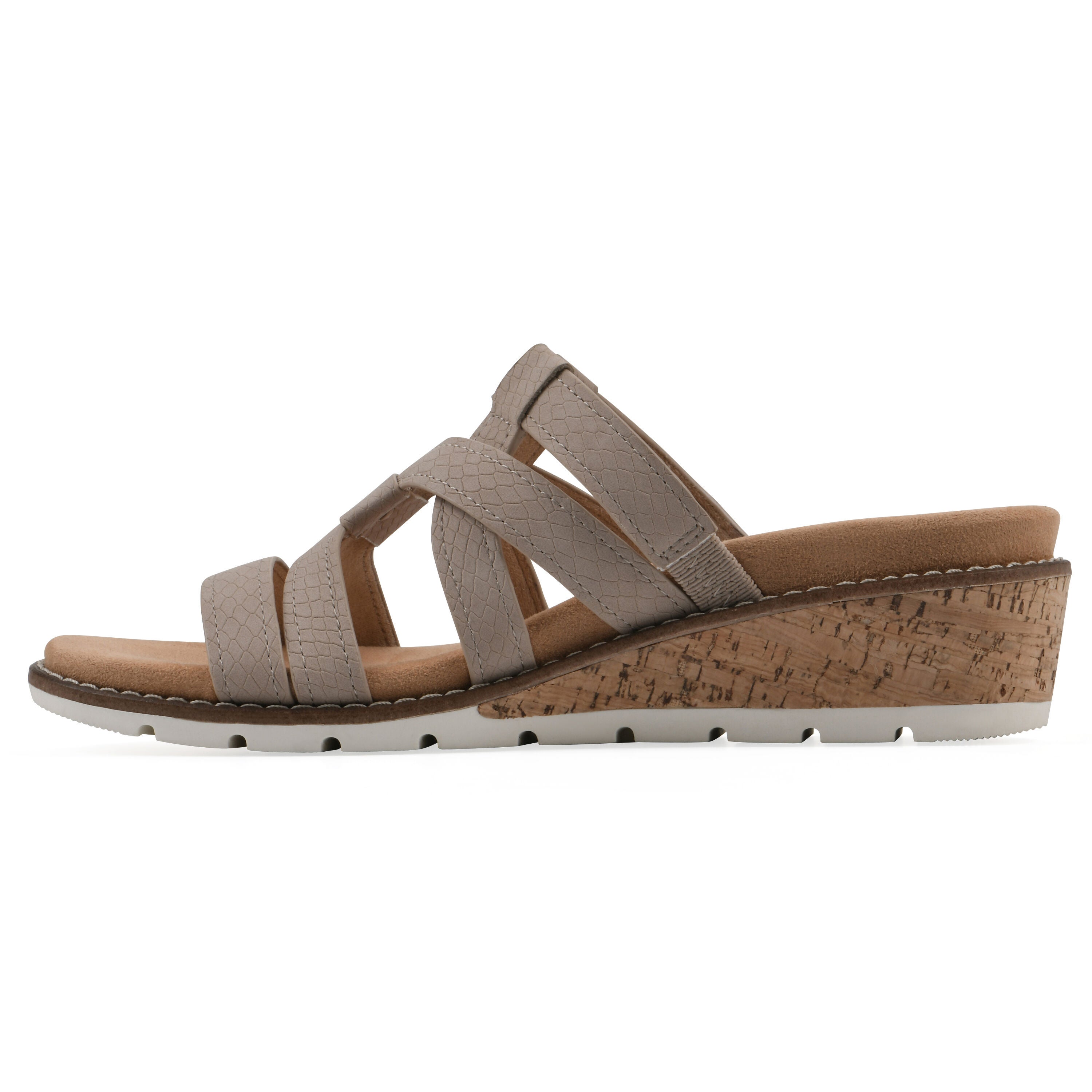 Tinisha Wedge Sandal, TAUPE EMBOSSED, alternate image number 3