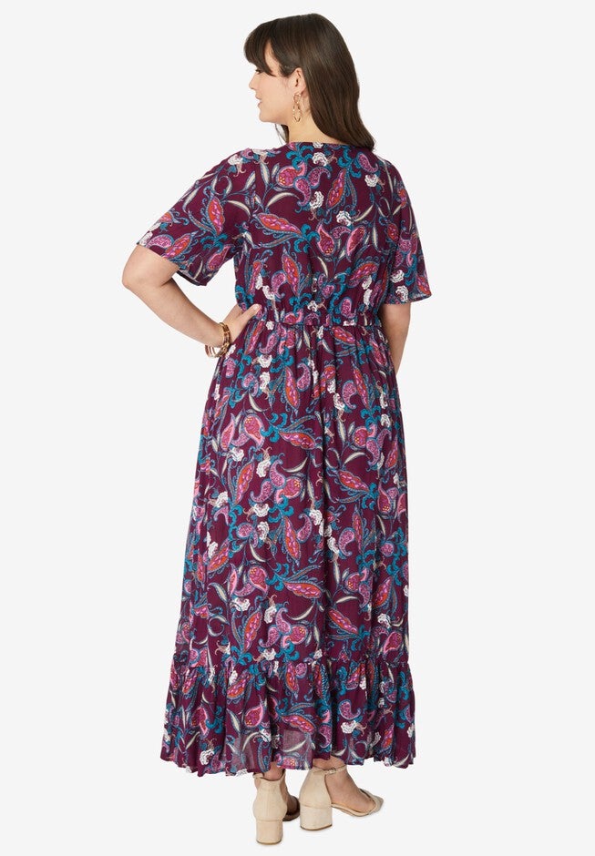 Flutter-Sleeve Crinkle Maxi Dress, , on-hover image number null